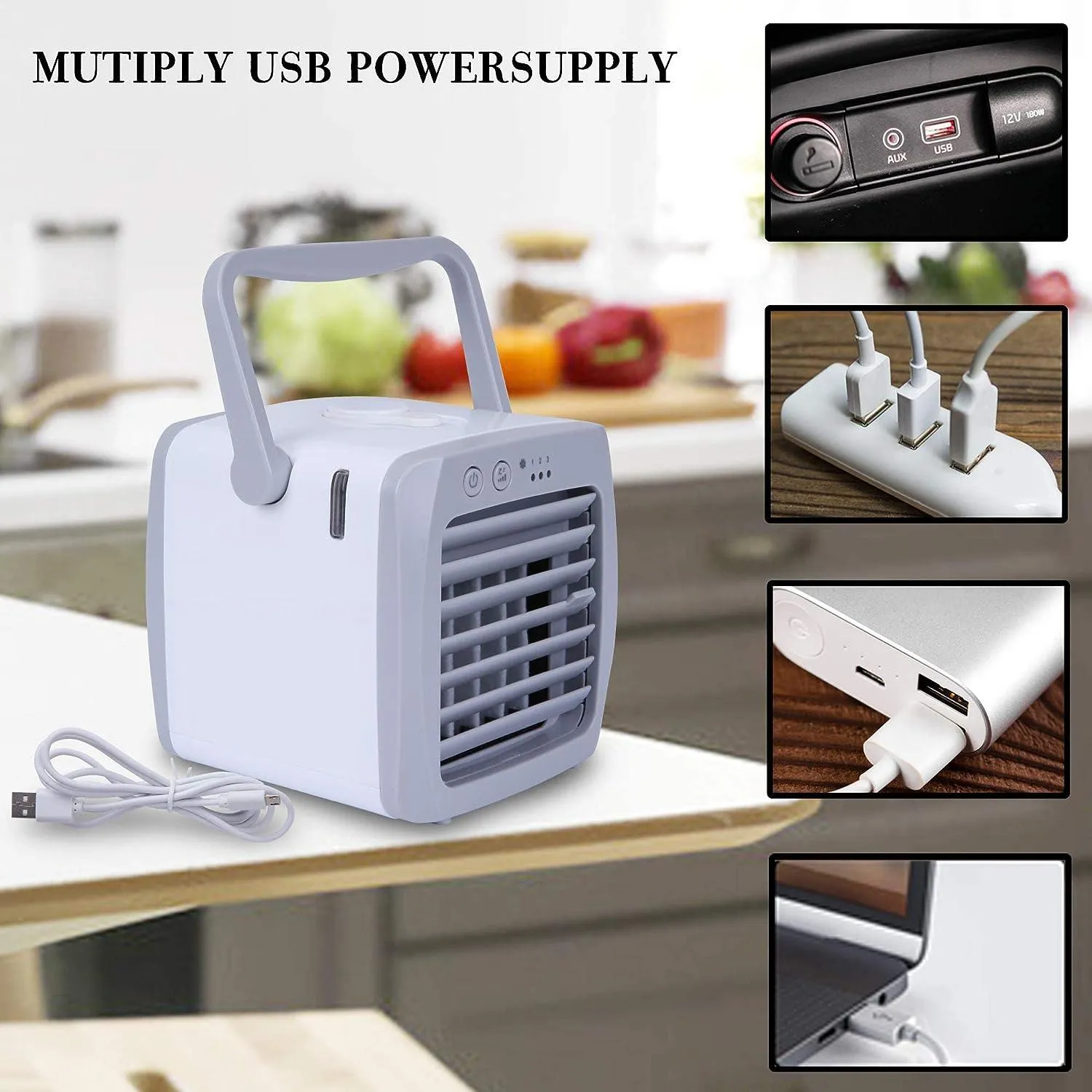 Portable Mini Air Conditioner Fan with Handle Mini Evaporative Air Cooler Cooling Fan