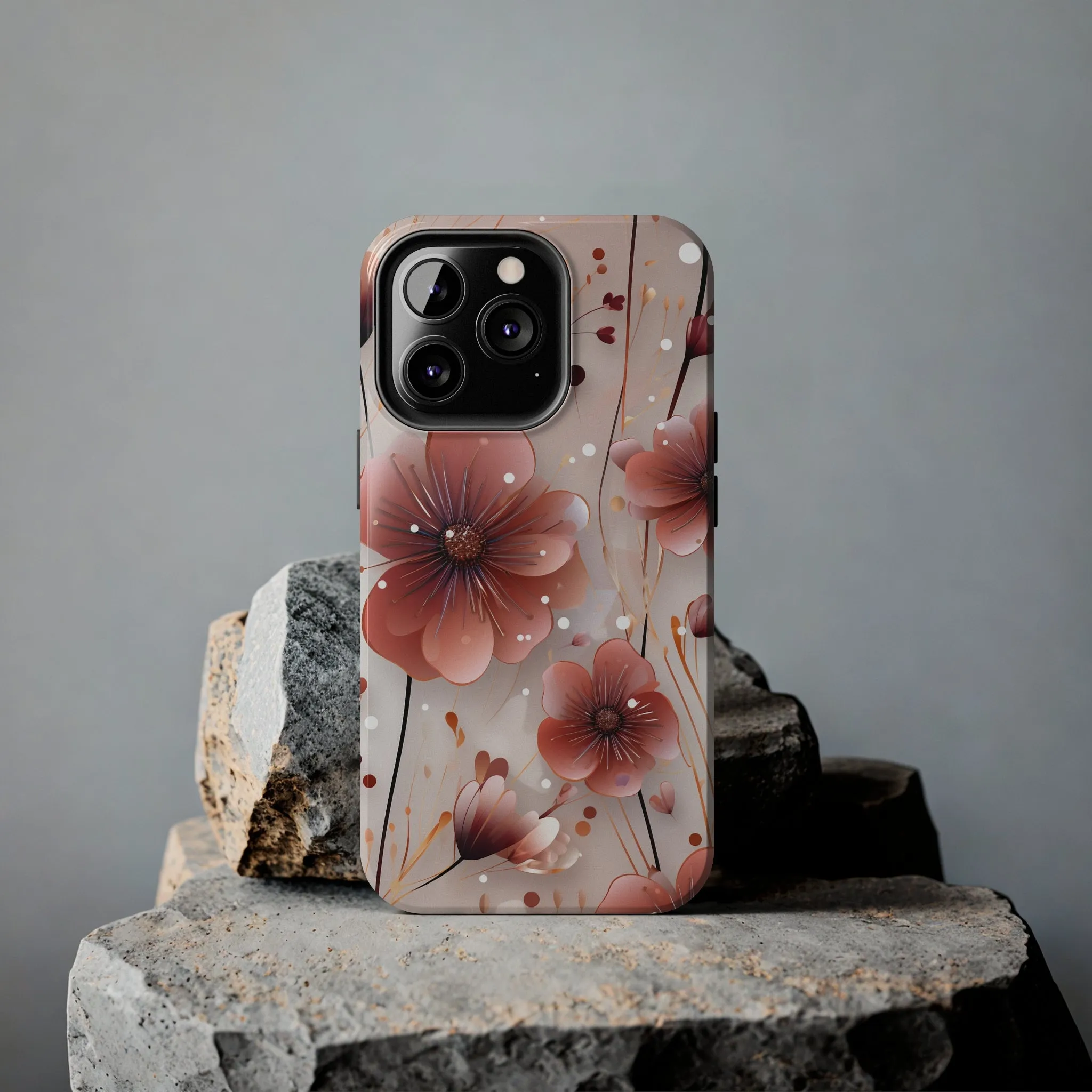 Pretty Mauve Flowers Pattern Design Tough Phone Case compatible with a large variety of iPhone models, Gift, Phone Case