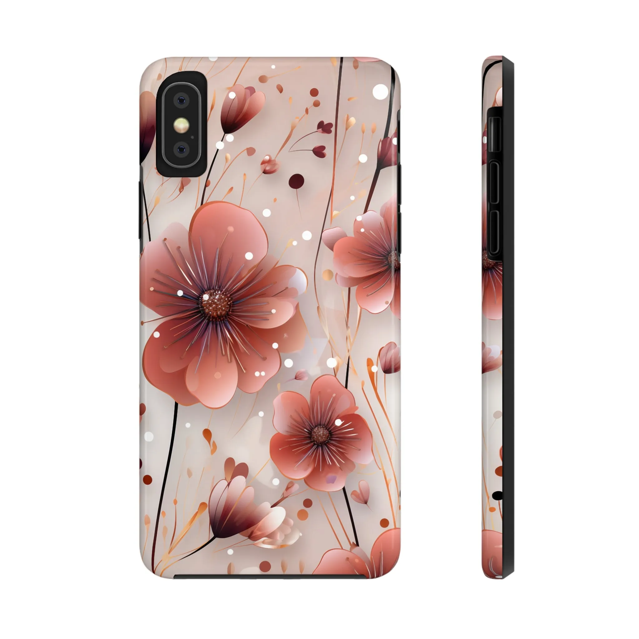 Pretty Mauve Flowers Pattern Design Tough Phone Case compatible with a large variety of iPhone models, Gift, Phone Case