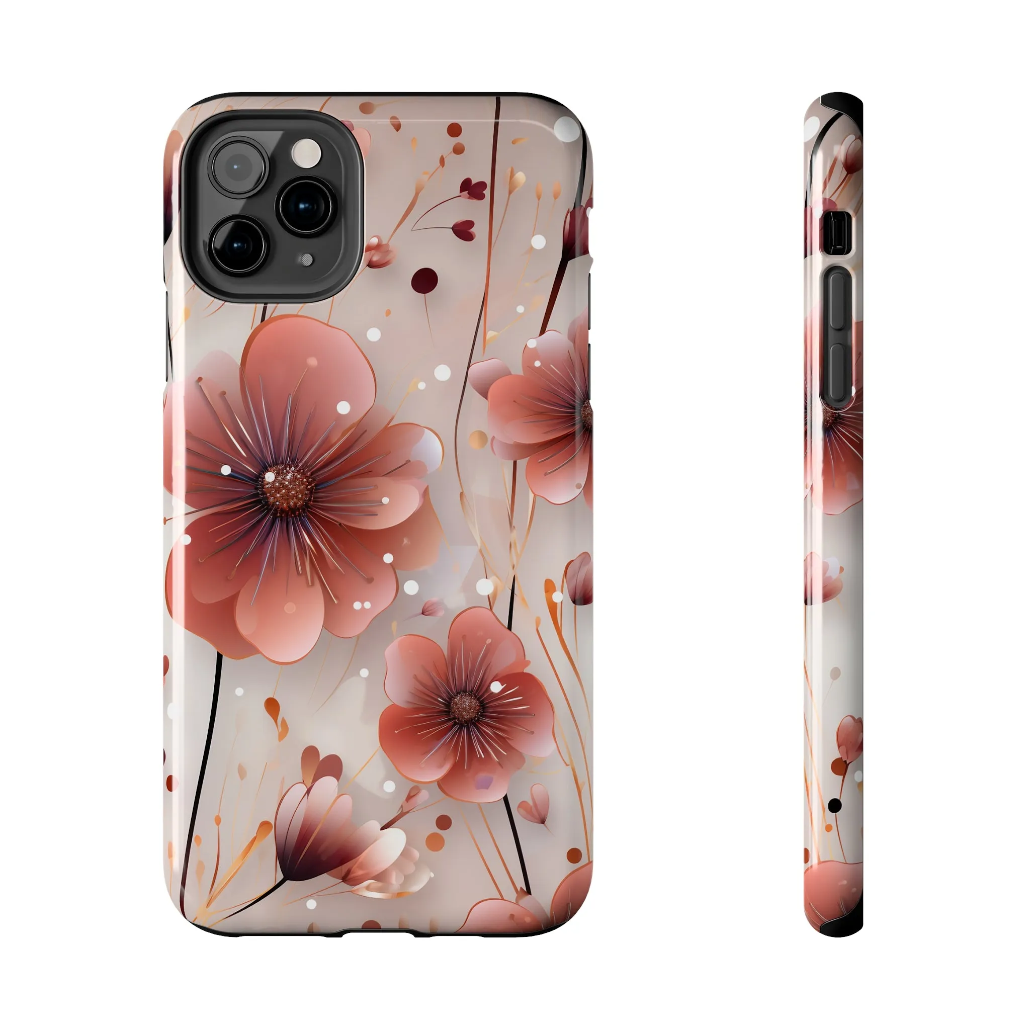 Pretty Mauve Flowers Pattern Design Tough Phone Case compatible with a large variety of iPhone models, Gift, Phone Case