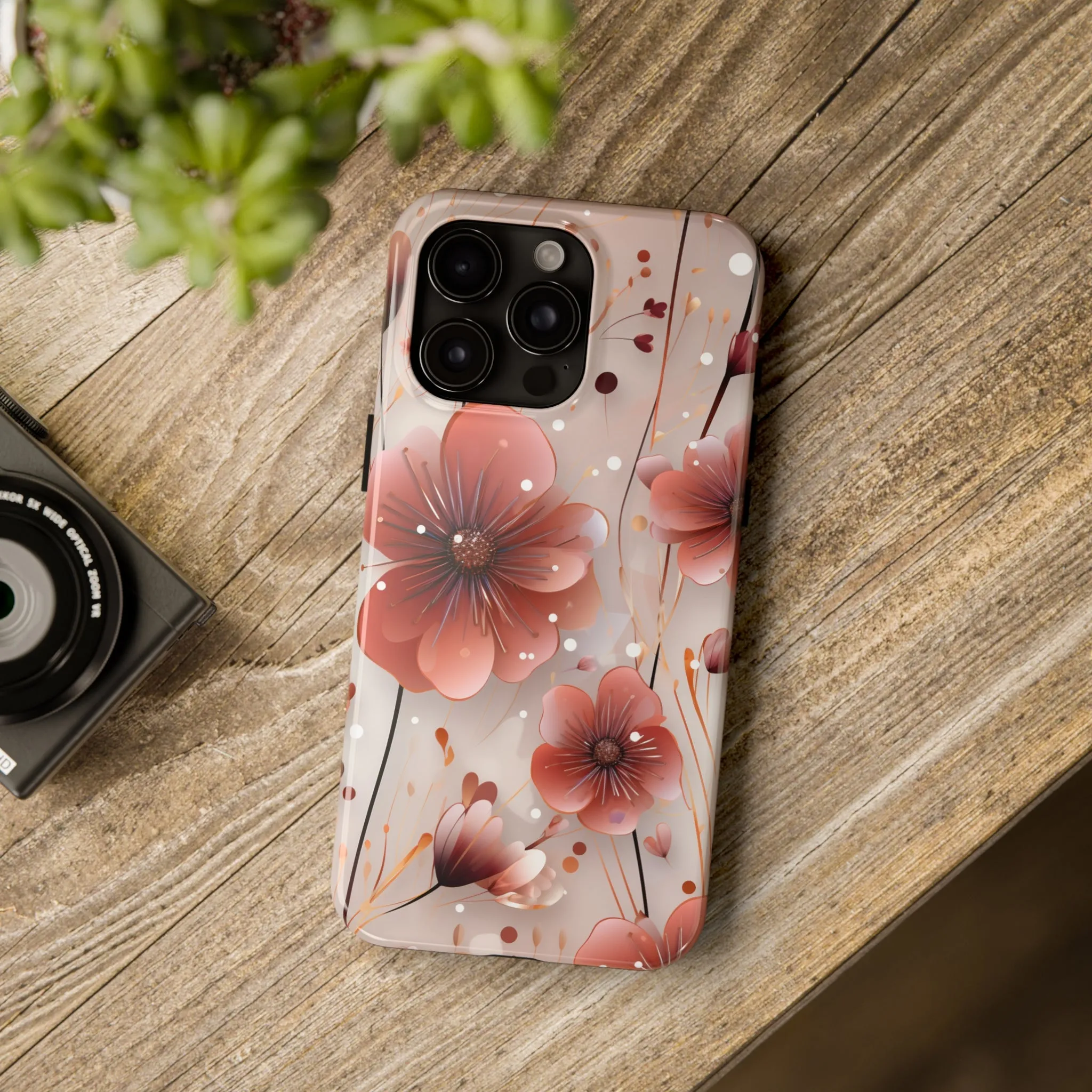 Pretty Mauve Flowers Pattern Design Tough Phone Case compatible with a large variety of iPhone models, Gift, Phone Case