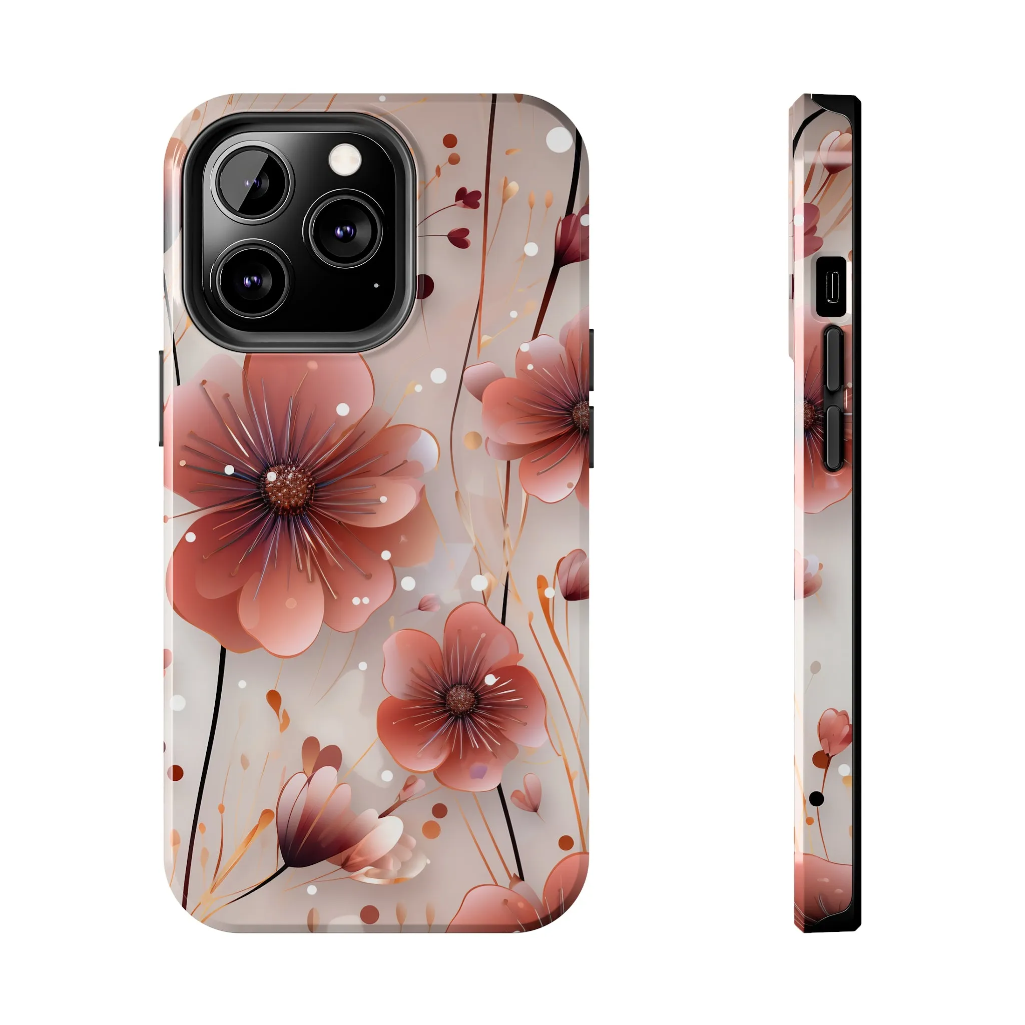 Pretty Mauve Flowers Pattern Design Tough Phone Case compatible with a large variety of iPhone models, Gift, Phone Case