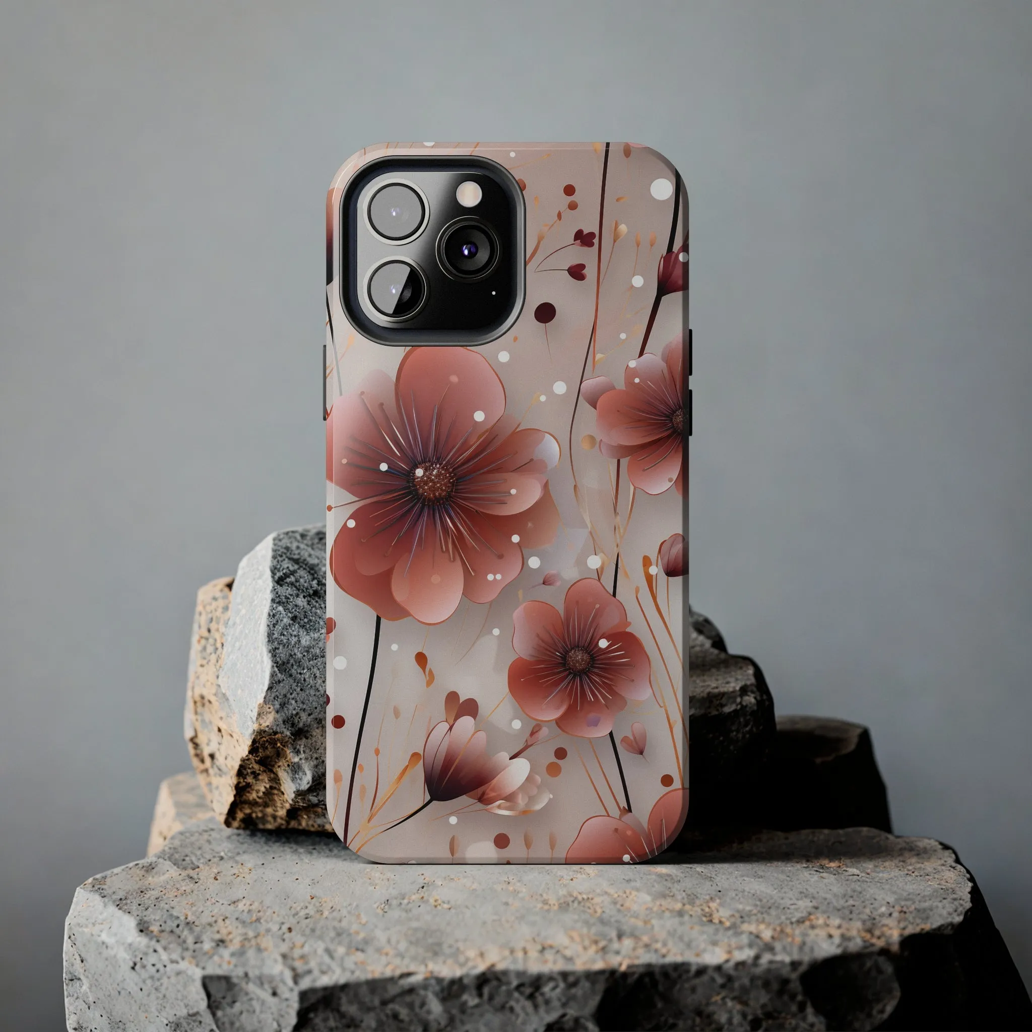 Pretty Mauve Flowers Pattern Design Tough Phone Case compatible with a large variety of iPhone models, Gift, Phone Case