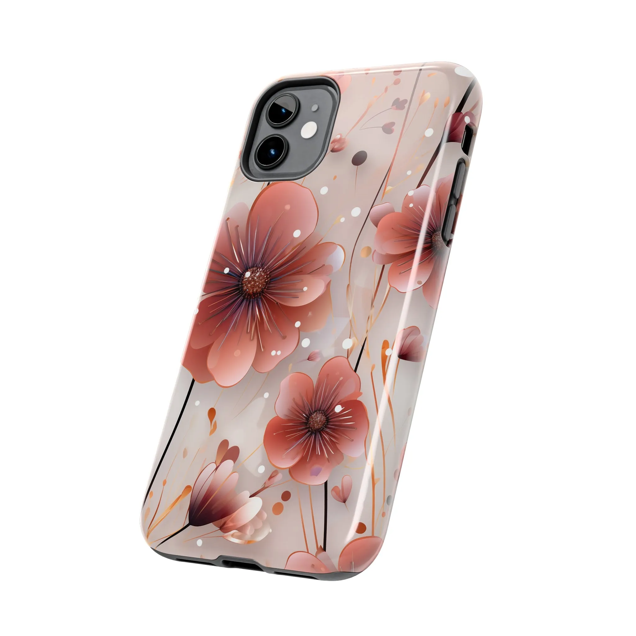 Pretty Mauve Flowers Pattern Design Tough Phone Case compatible with a large variety of iPhone models, Gift, Phone Case