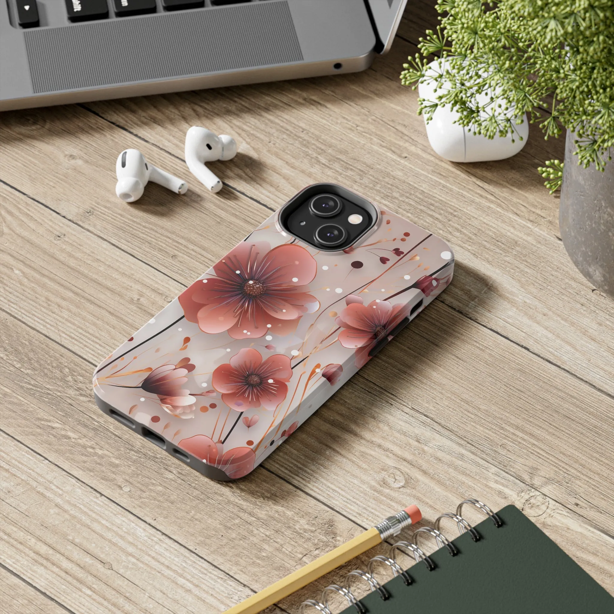 Pretty Mauve Flowers Pattern Design Tough Phone Case compatible with a large variety of iPhone models, Gift, Phone Case