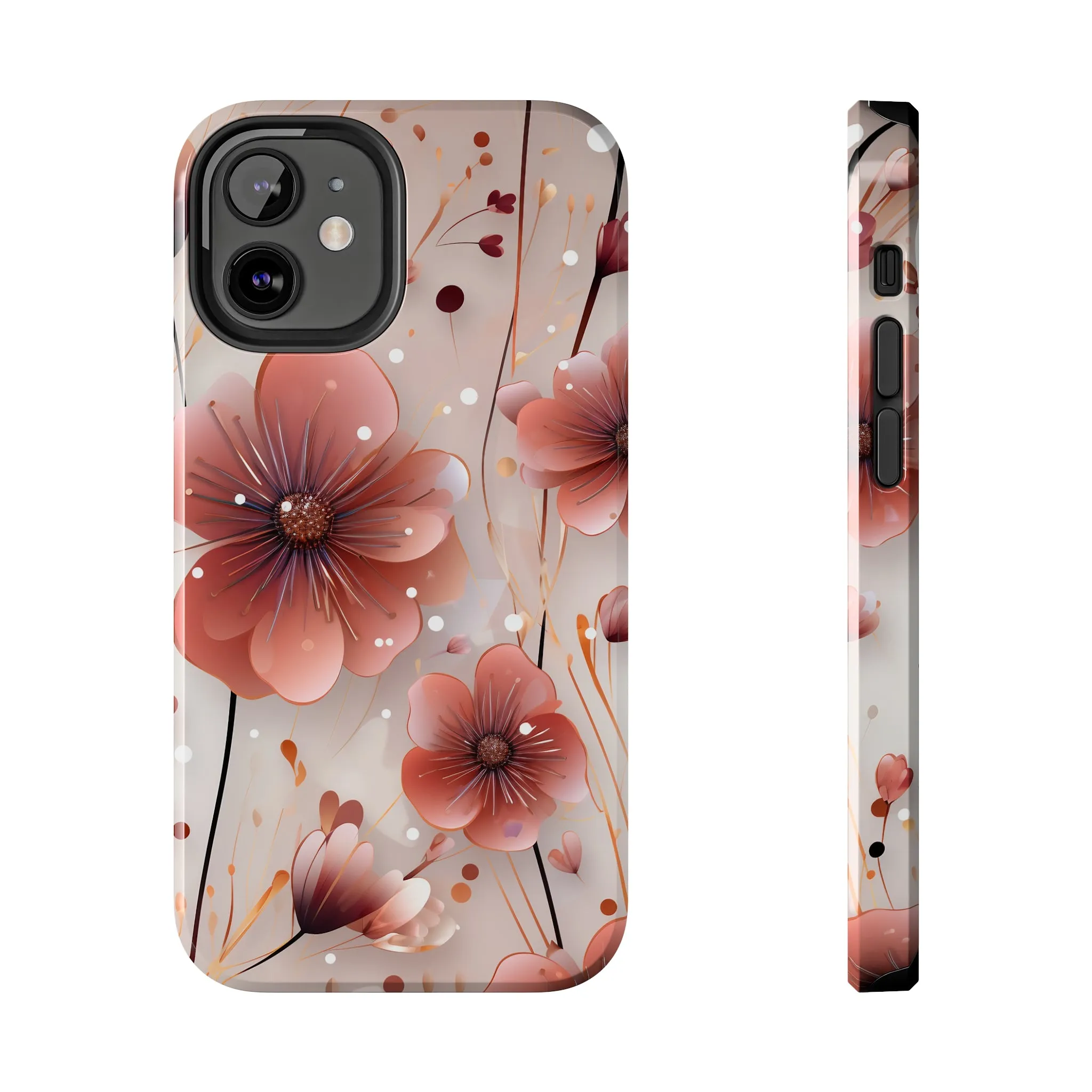 Pretty Mauve Flowers Pattern Design Tough Phone Case compatible with a large variety of iPhone models, Gift, Phone Case