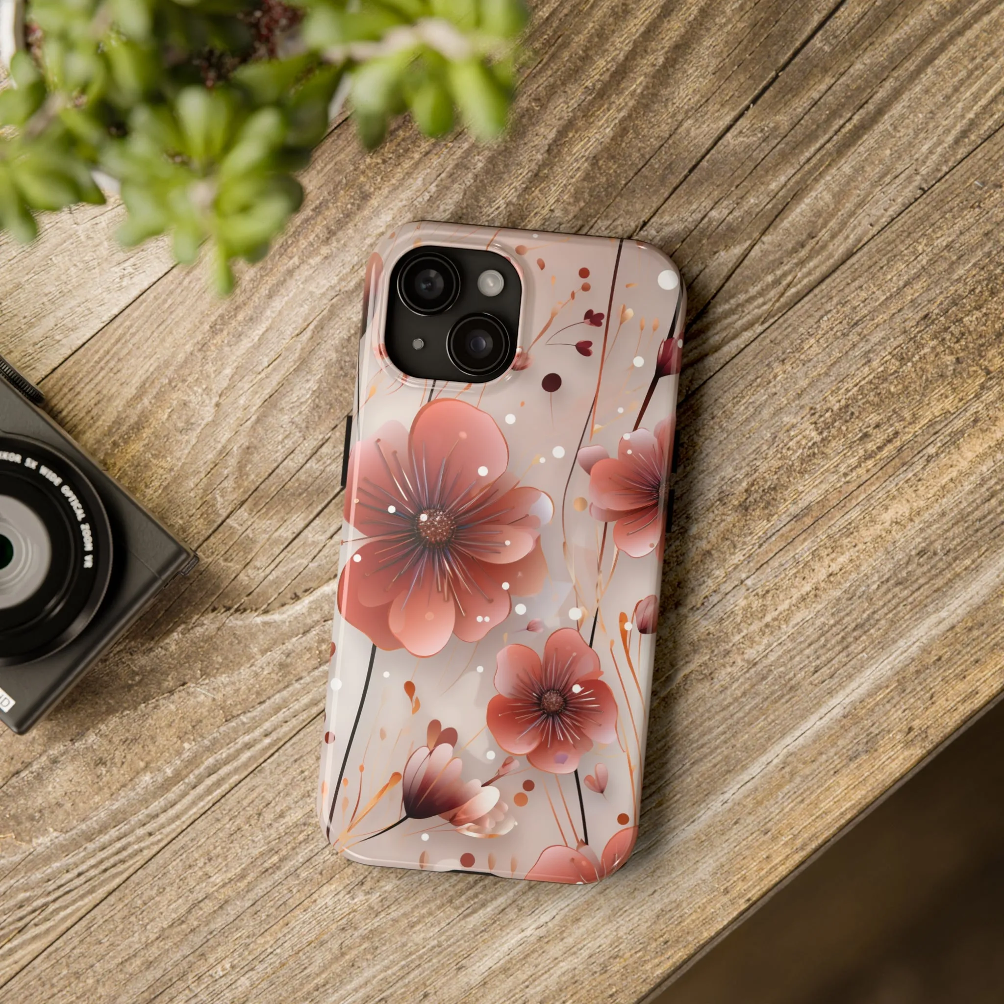 Pretty Mauve Flowers Pattern Design Tough Phone Case compatible with a large variety of iPhone models, Gift, Phone Case