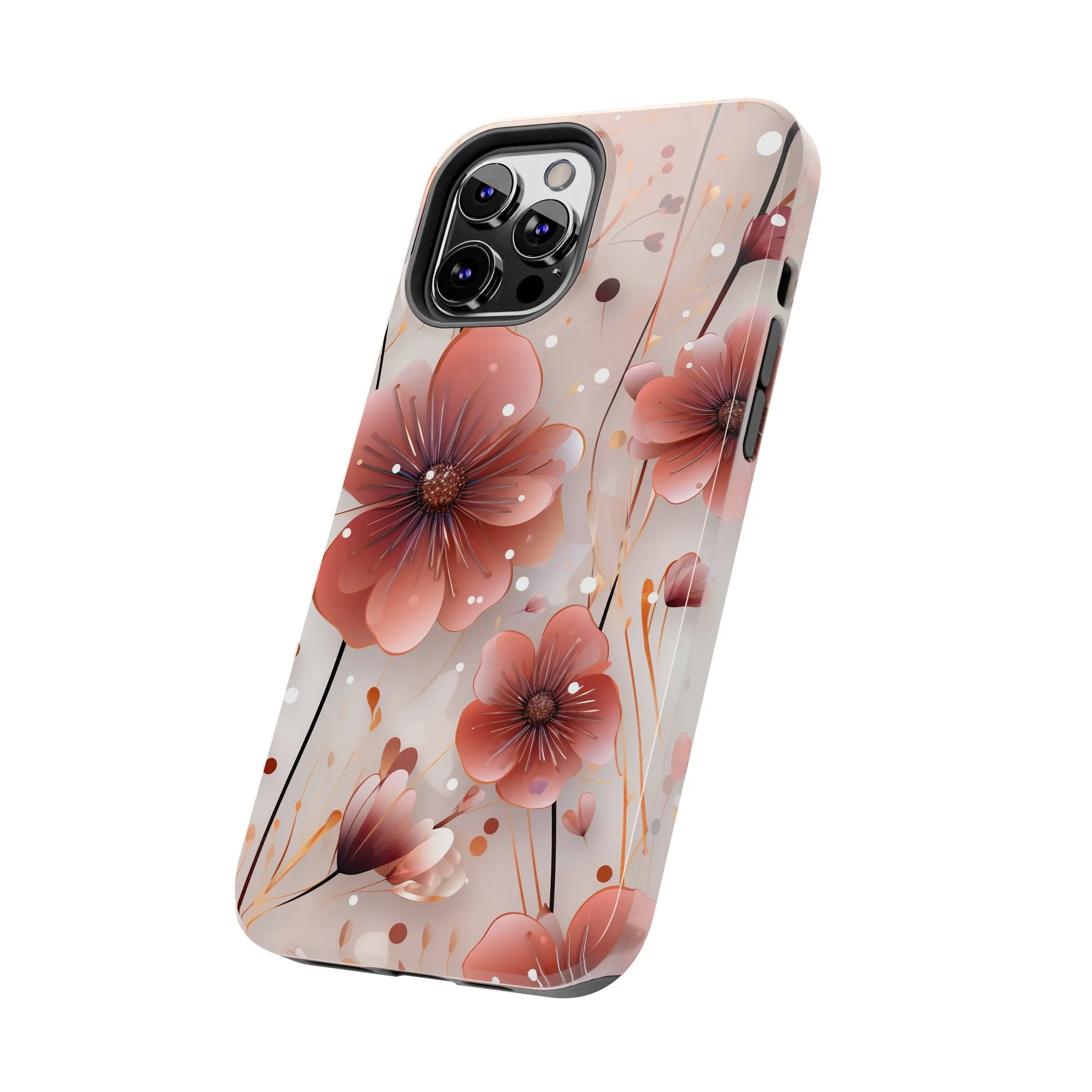 Pretty Mauve Flowers Pattern Design Tough Phone Case compatible with a large variety of iPhone models, Gift, Phone Case