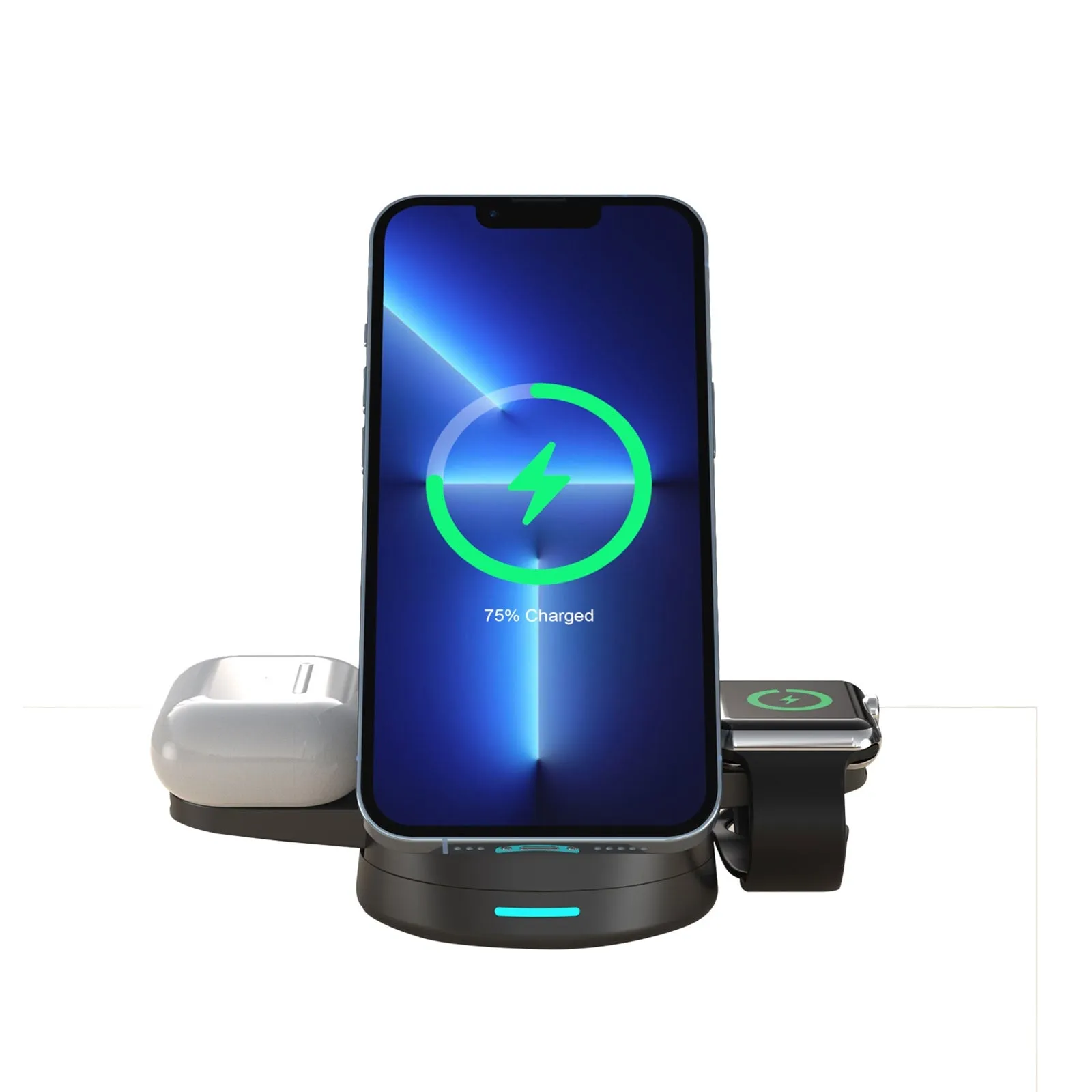 Prevo 3in1 25W Foldable Magnetic Wireless Charging Station - Black | 111323