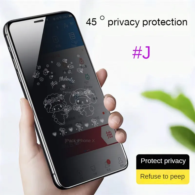 Privacy phone screen protector suitable for Apple 15promax privacy film, iPhone14 explosion-proof film, 13/12 cartoon screen film, xsmax new model