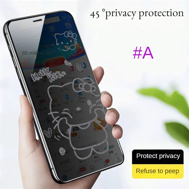 Privacy phone screen protector suitable for Apple 15promax privacy film, iPhone14 explosion-proof film, 13/12 cartoon screen film, xsmax new model