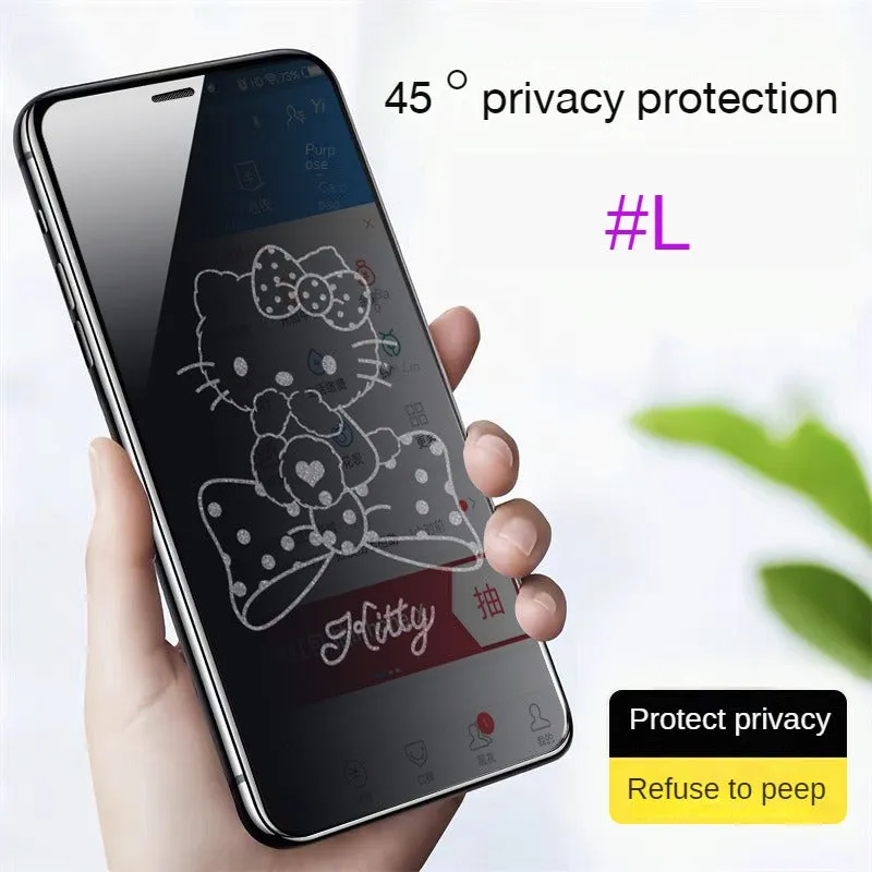 Privacy phone screen protector suitable for Apple 15promax privacy film, iPhone14 explosion-proof film, 13/12 cartoon screen film, xsmax new model