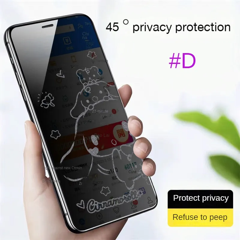 Privacy phone screen protector suitable for Apple 15promax privacy film, iPhone14 explosion-proof film, 13/12 cartoon screen film, xsmax new model