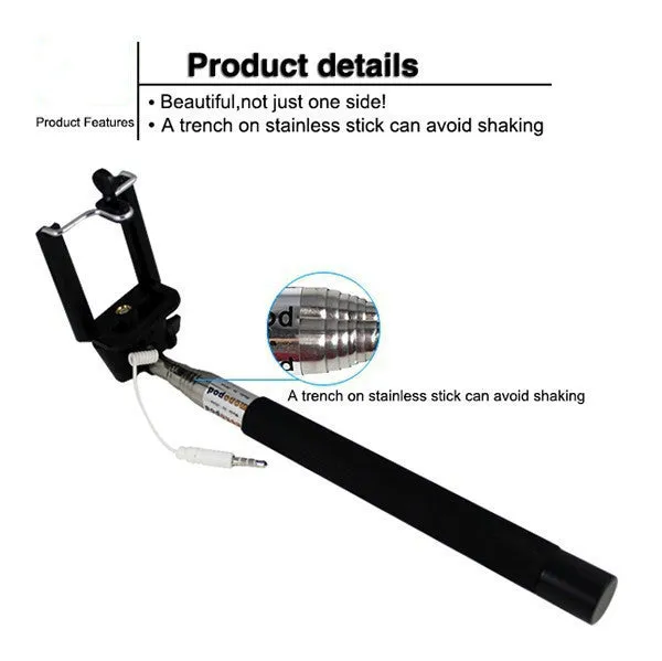 Profissional Grooves On Selfie Sticks Mobile Phone Camera Selfie Tripod 14 Screw Extendable Portrait Handheld Selfie Monopod