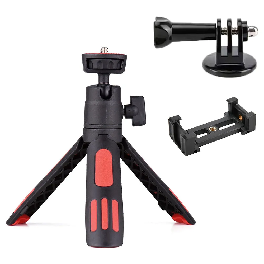 Pxel Action Camera Selfie Stick Tripod up to 28cm Max Height with 90° Tilt, 1/4" Mounting Screw, Rubber Foot Pad, Magsafe, Phone Holder and Mount Adapter for Cameras, LED Lights and Smartphones | AA-TP