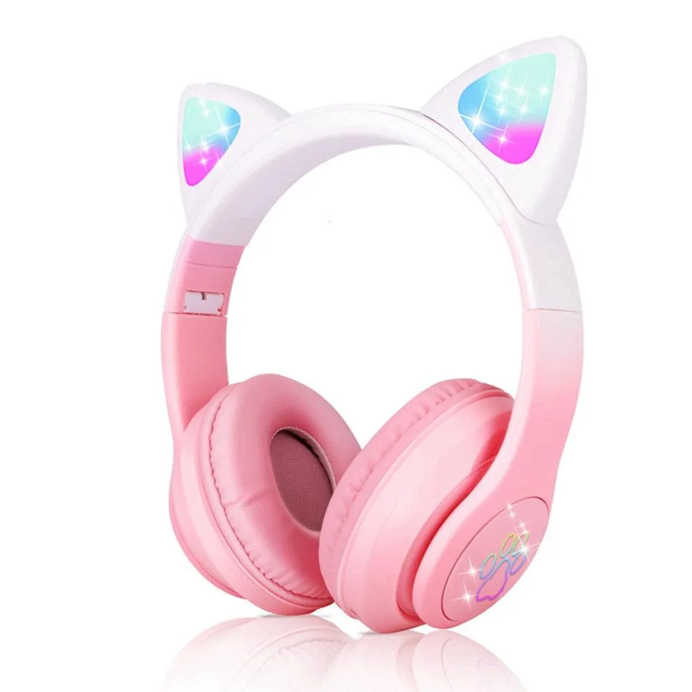 Qearfun Flash Light Cute Cat Ear Headphones