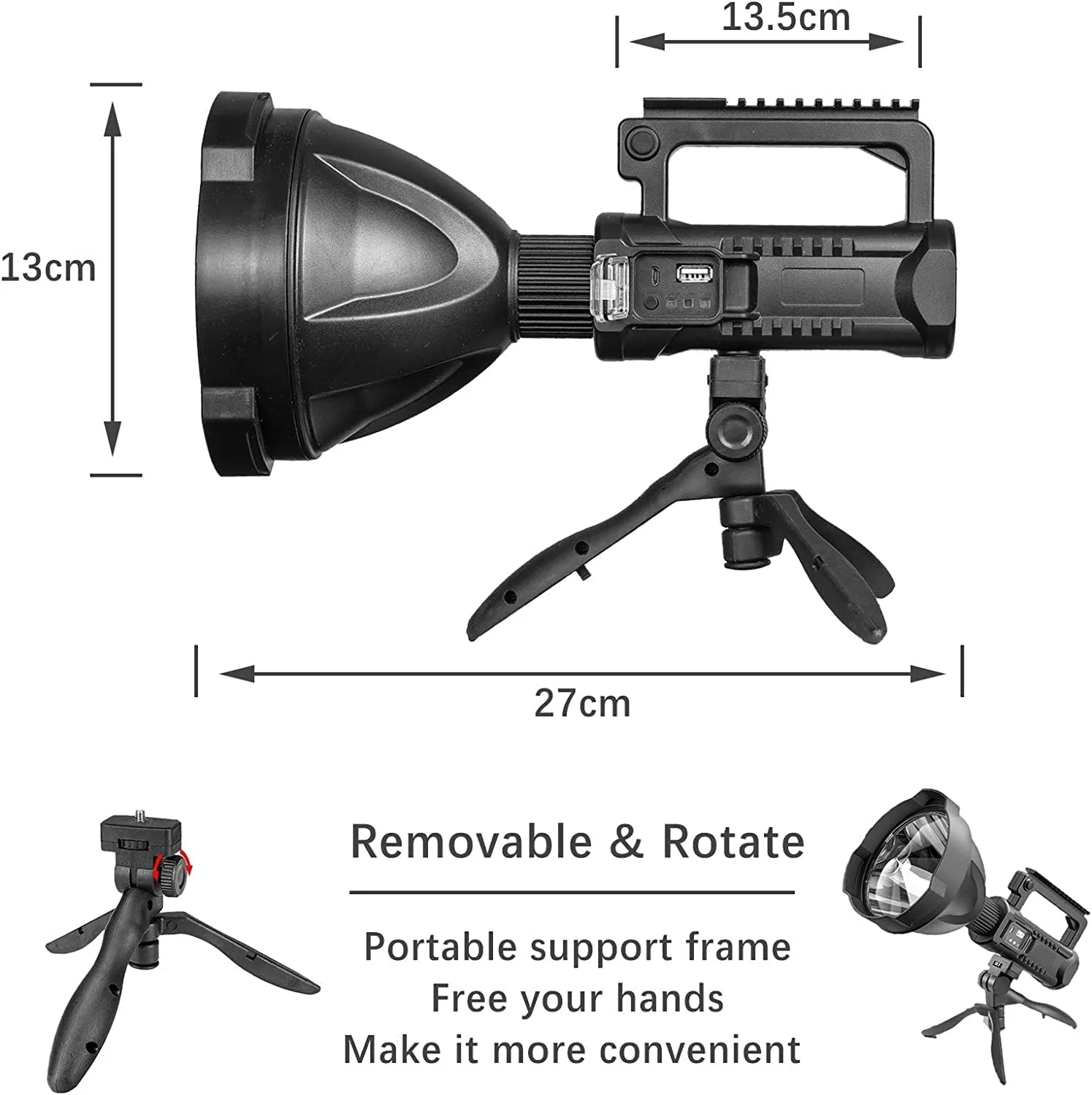 Rechargeable Spotlight Flashlight with Tripod