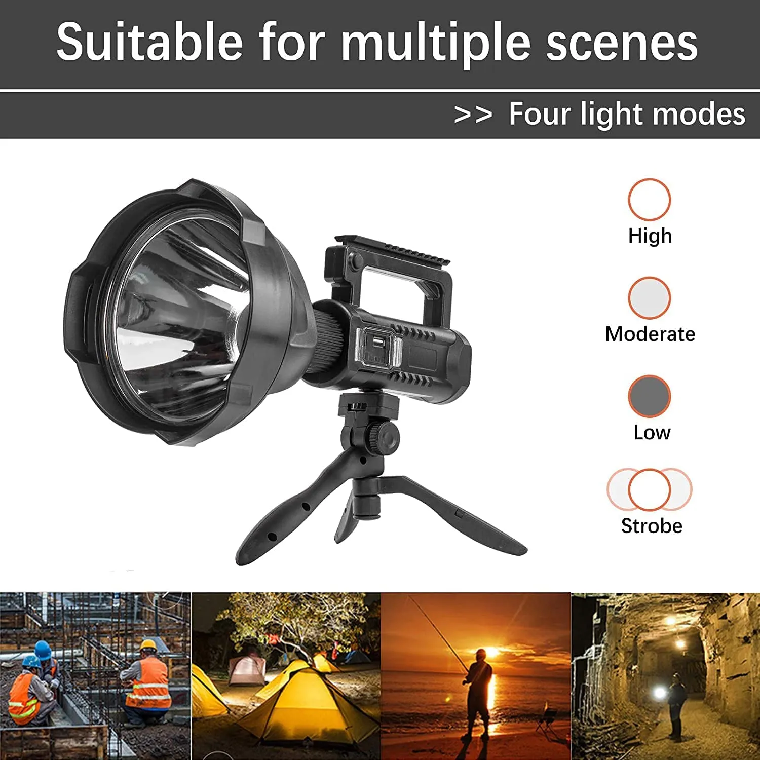 Rechargeable Spotlight Flashlight with Tripod