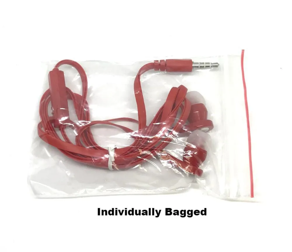 Red Stereo Deluxe Earbuds With Microphone