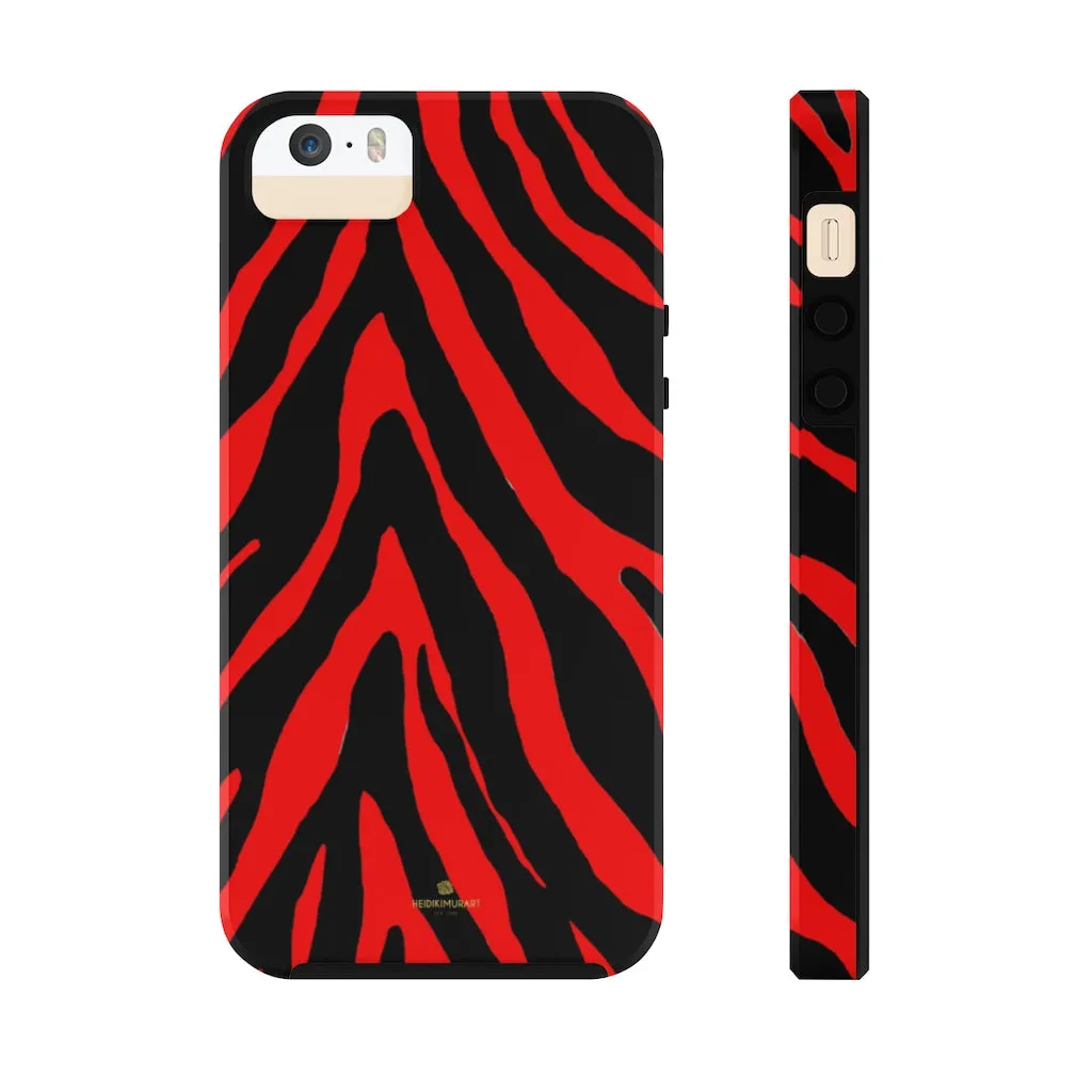 Red Zebra Stripe iPhone Case, Animal Print Case Mate Tough Samsung Galaxy Phone Cases