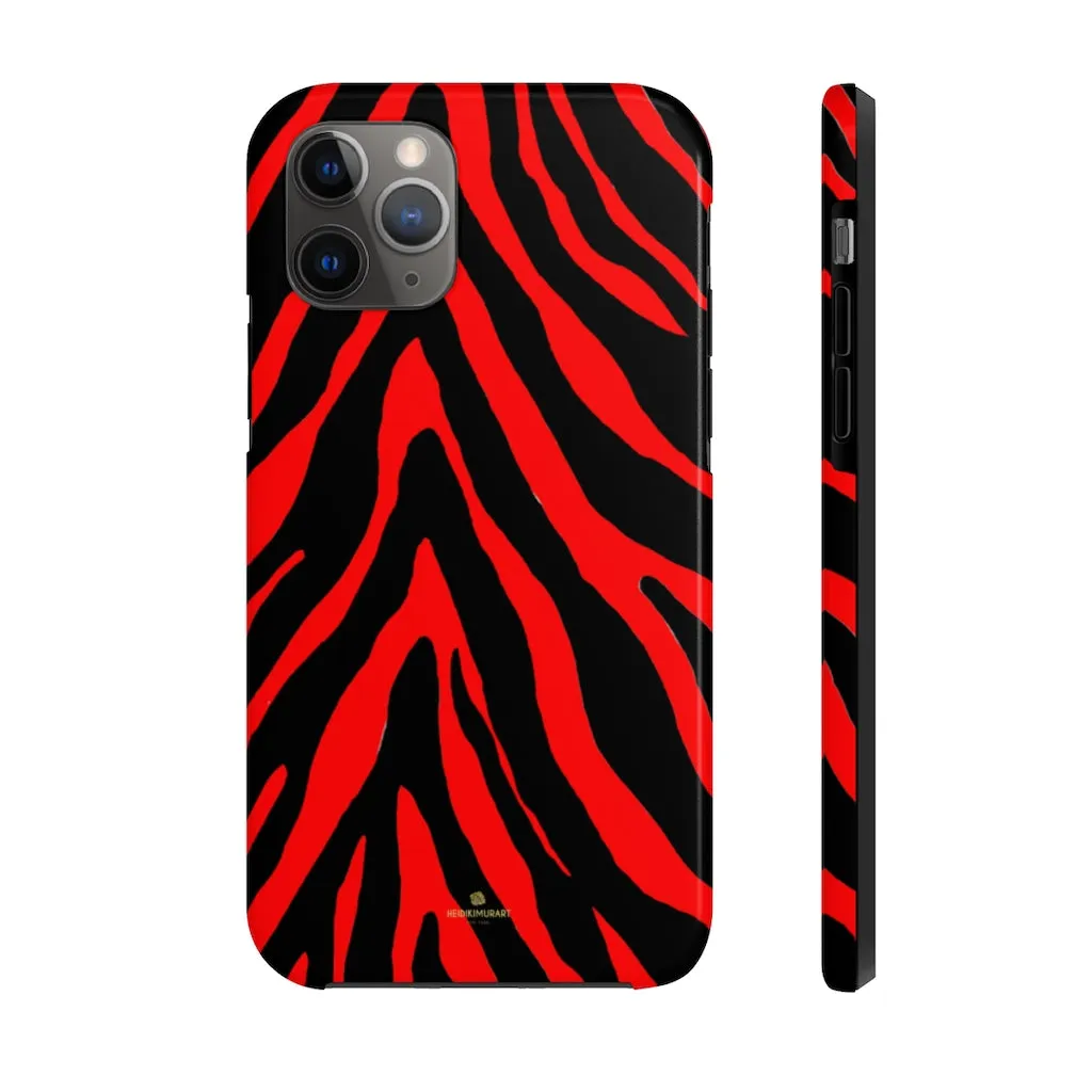 Red Zebra Stripe iPhone Case, Animal Print Case Mate Tough Samsung Galaxy Phone Cases