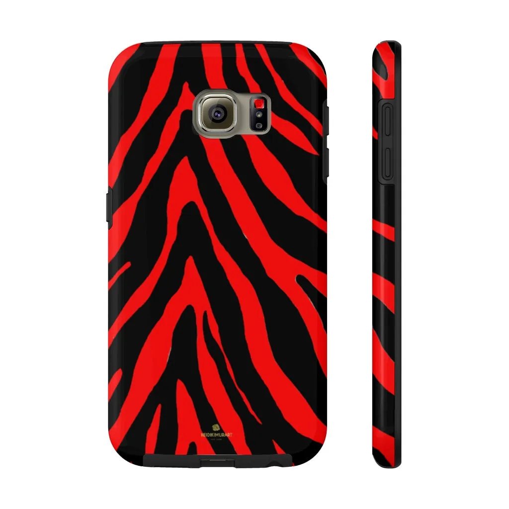 Red Zebra Stripe iPhone Case, Animal Print Case Mate Tough Samsung Galaxy Phone Cases