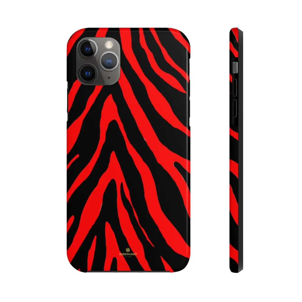 Red Zebra Stripe iPhone Case, Animal Print Case Mate Tough Samsung Galaxy Phone Cases