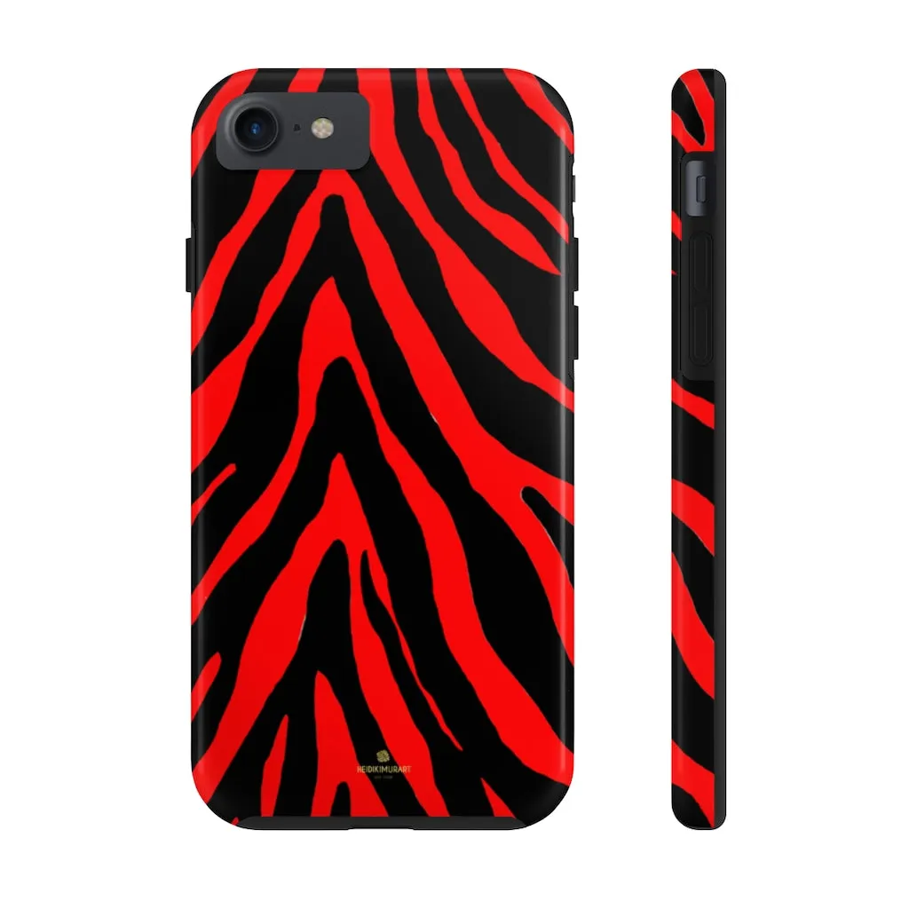 Red Zebra Stripe iPhone Case, Animal Print Case Mate Tough Samsung Galaxy Phone Cases