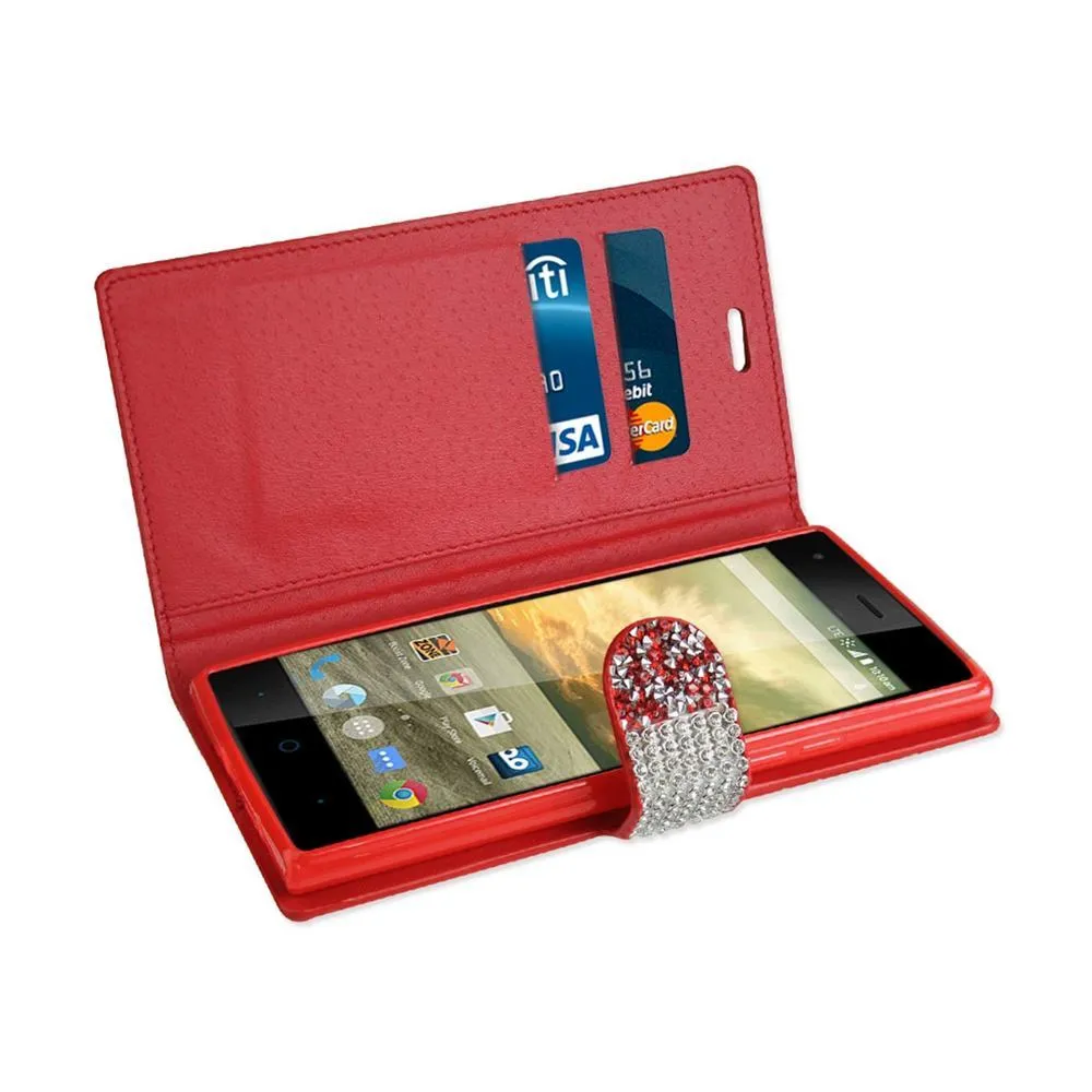 Reiko Bling Diamond Flip Case ZTE Warp Elite N9518 Red