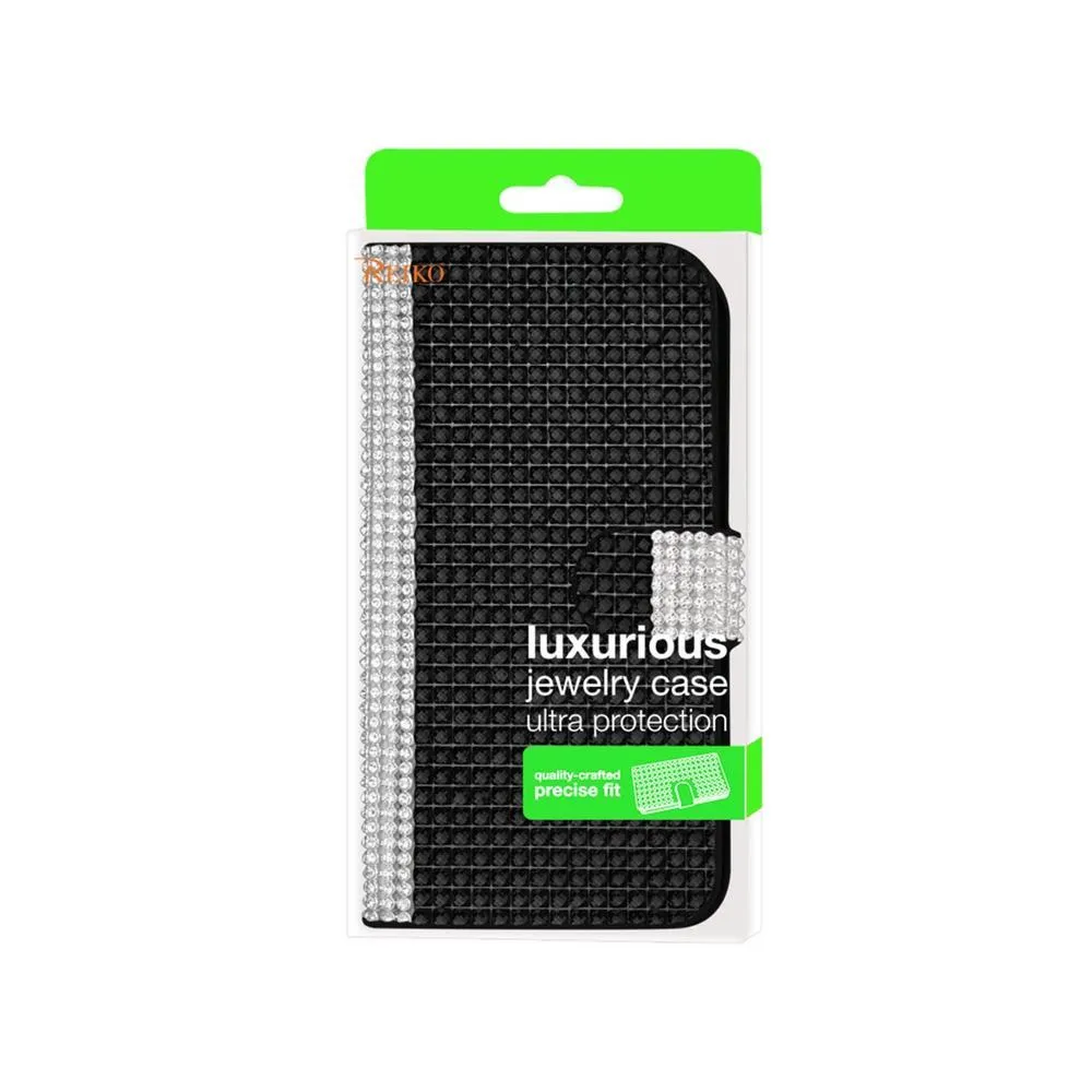 Reiko Diamond Flip Case For Motorola Moto E Lte (2Nd Generation) Moto E (2015)-Xt1527/Xt1511/Xt1505/Xt1524 Black