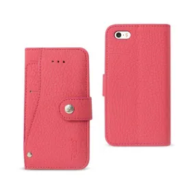 Reiko iPhone SE Slide out Wallet Case Hot Pink With Exterior & Interior Card Holders