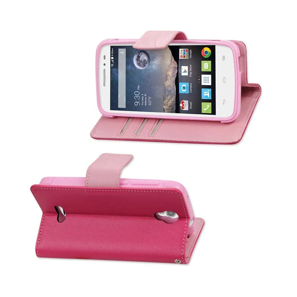 Reiko Wallet Case 3 In 1 For Alcatel Onetouch Pop Astro Hot Pink With Interior Leather-Like Material & Polymer Cover