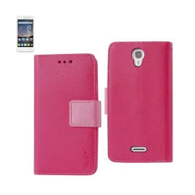 Reiko Wallet Case 3 In 1 For Alcatel Onetouch Pop Astro Hot Pink With Interior Leather-Like Material & Polymer Cover