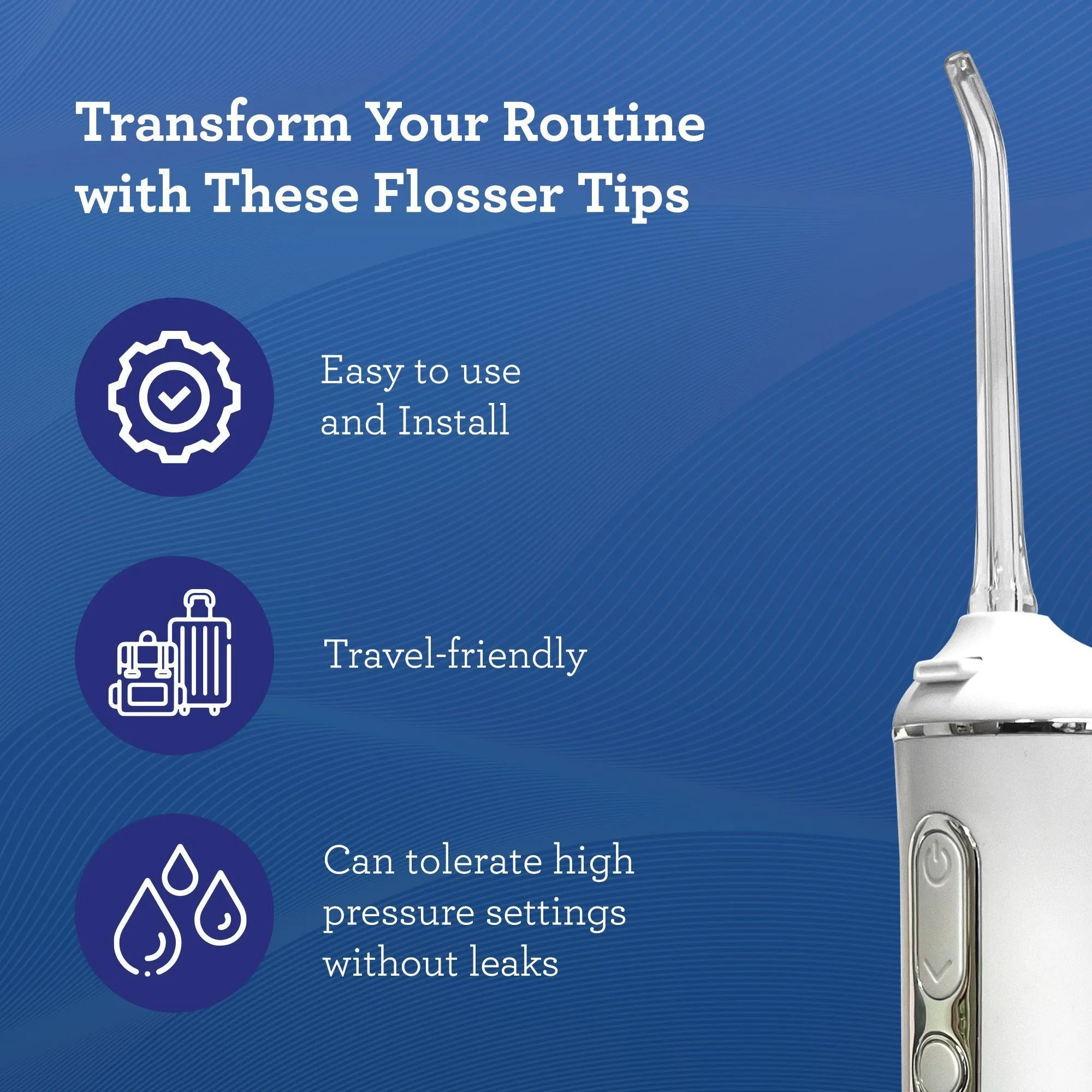 Replacement Flosser Tips (6 Pack) - Compatible with Water Flosser 2.0 & 3.0 (with UV Mode)