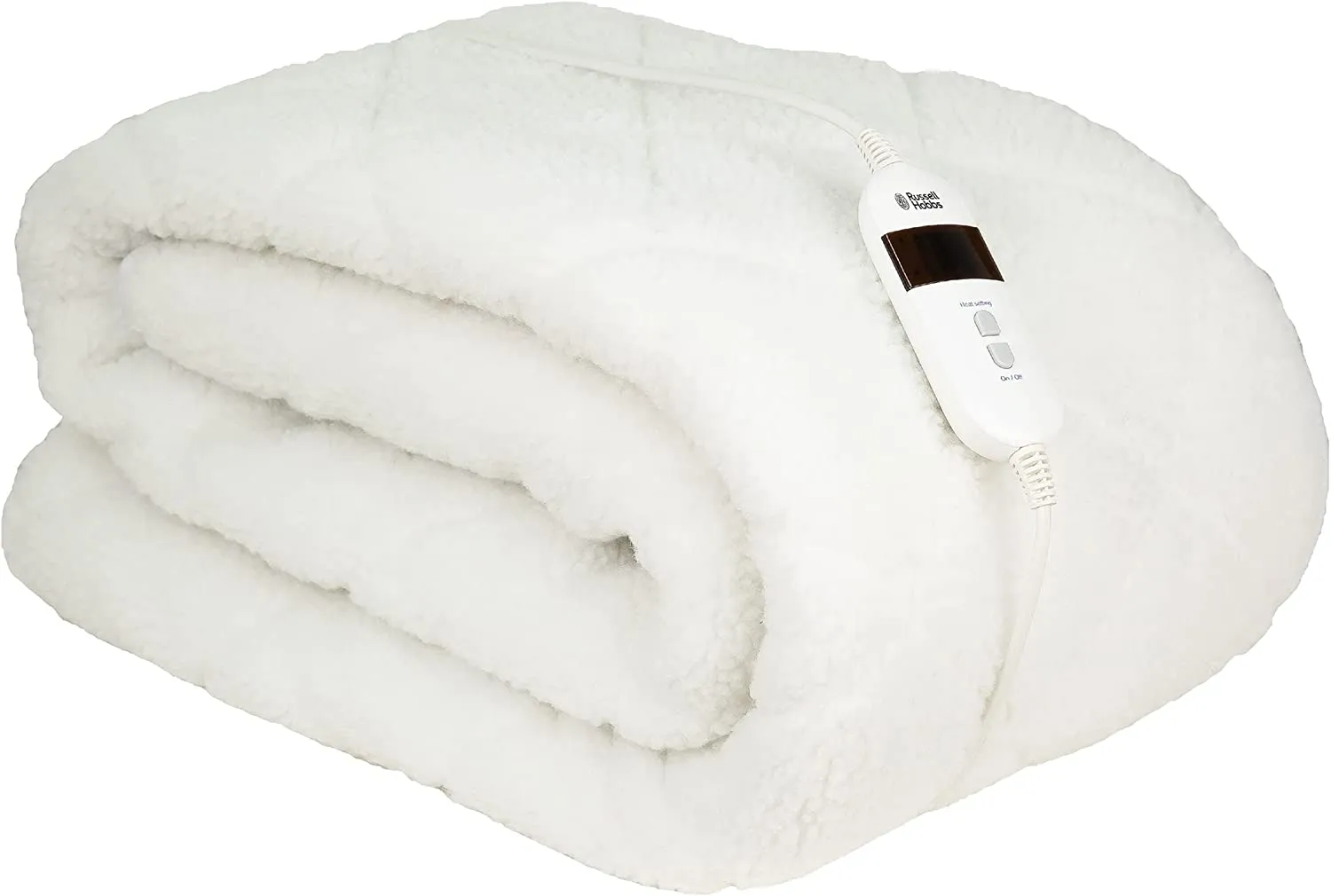 Russell Hobbs Electric Blanket Sherpa Fleece Heated Super King Fitted Underblanket