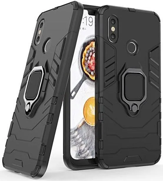 Samsung Galaxy M12 Defender Armour Rugged Case with Ring Holder - Black