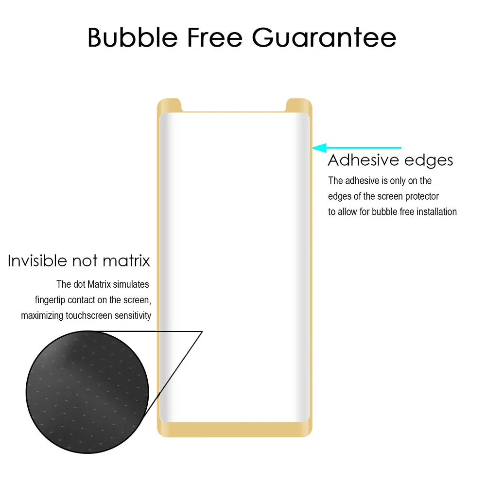 Samsung Galaxy Note 8, Premium Full Screen HD Tempered Glass Ultra Thin Scratch Free Screen Protector - Gold