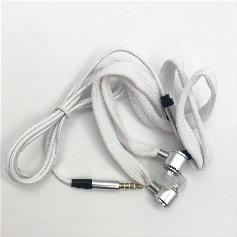 Shoelace Earphones Super Bass Headphones Metal Headset Stereo Earbuds Running Earpieces Sport Handsfree With Mic fone de ouvido