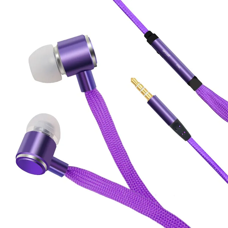 Shoelace Earphones Super Bass Headphones Metal Headset Stereo Earbuds Running Earpieces Sport Handsfree With Mic fone de ouvido