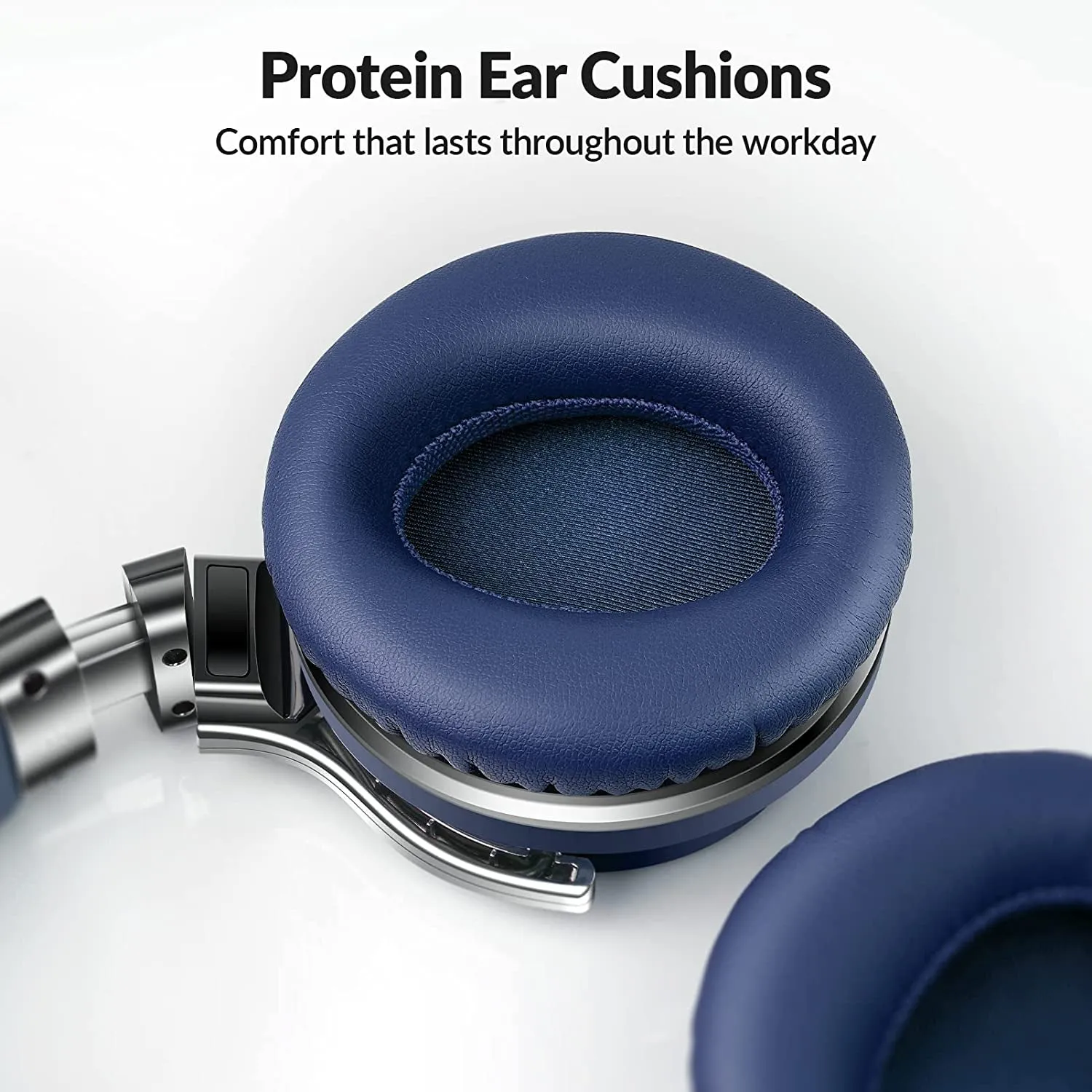 Silensys E7 Active Noise Cancelling Headphones Bluetooth Headphones with Microphone Deep Bass Wireless Headphones over Ear, Comfortable Protein Earpads, 30 Hours Playtime for Travel/Work, Navy