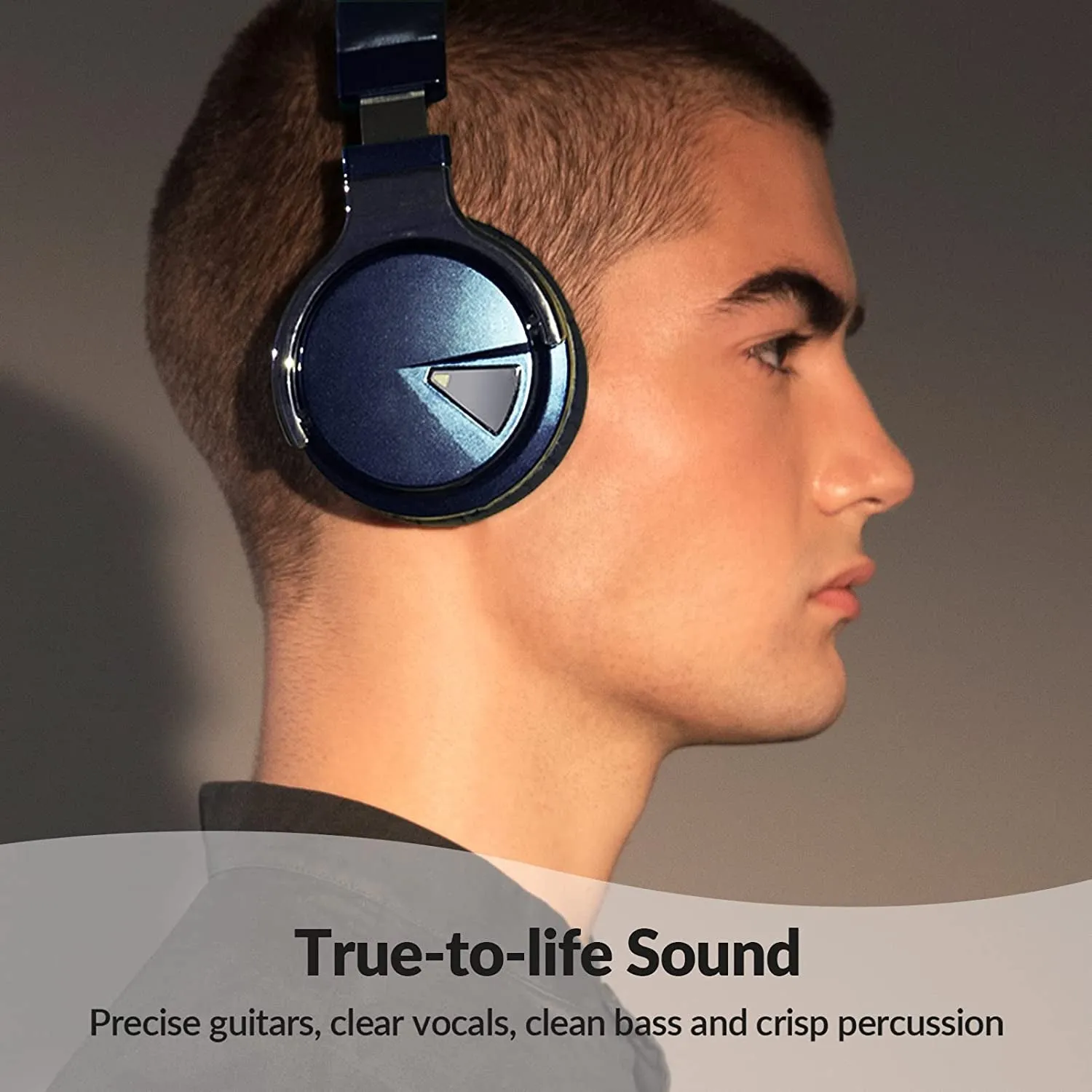 Silensys E7 Active Noise Cancelling Headphones Bluetooth Headphones with Microphone Deep Bass Wireless Headphones over Ear, Comfortable Protein Earpads, 30 Hours Playtime for Travel/Work, Navy