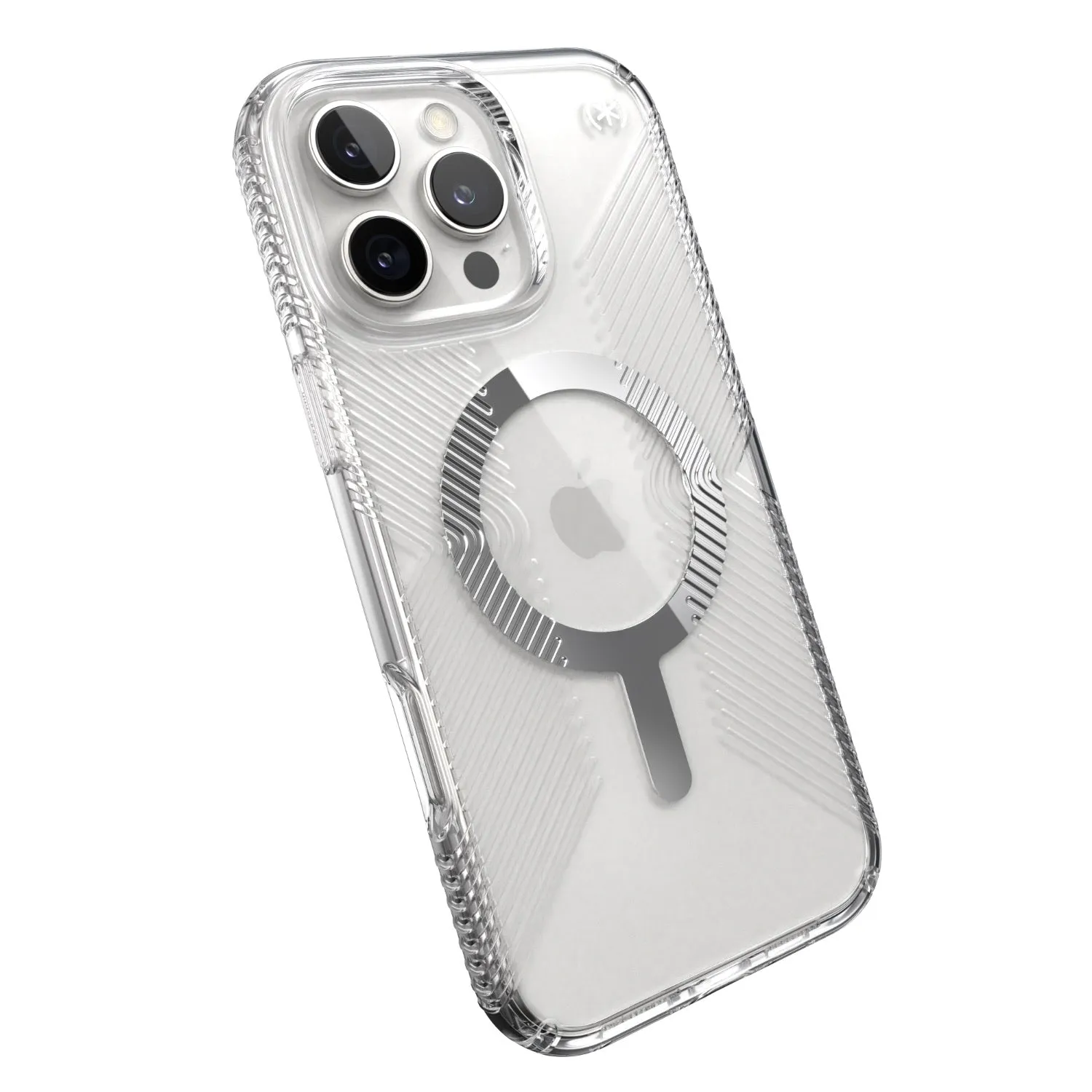 Speck Presidio Perfect Clear Grip MagSafe Case - Apple iPhone 16 Pro Max - Clear & Chrome (SPK150842-3223)