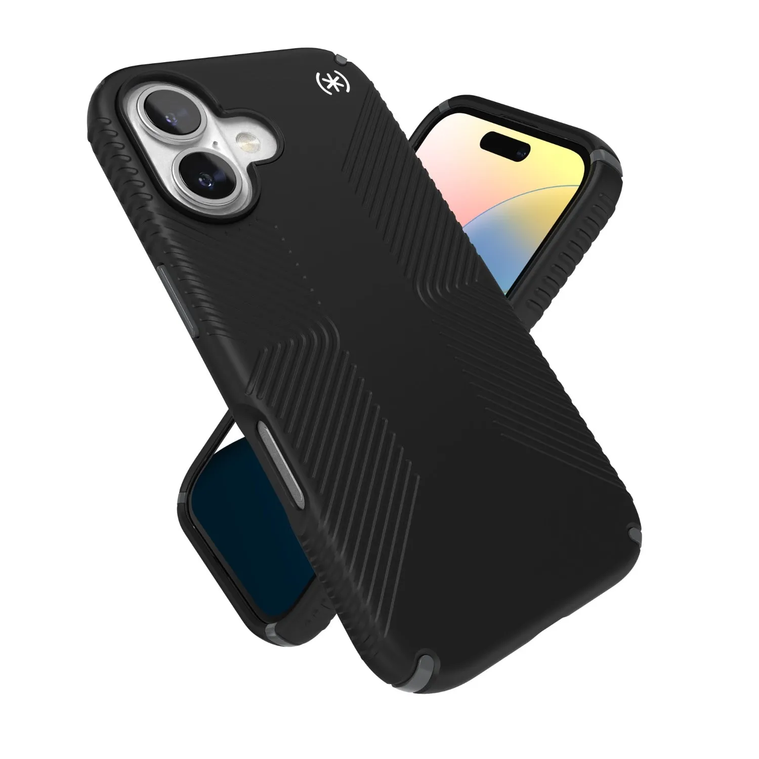 Speck Presidio2 Grip Case - Apple iPhone 16 - Black & Slate Grey (SPK150779-3205)