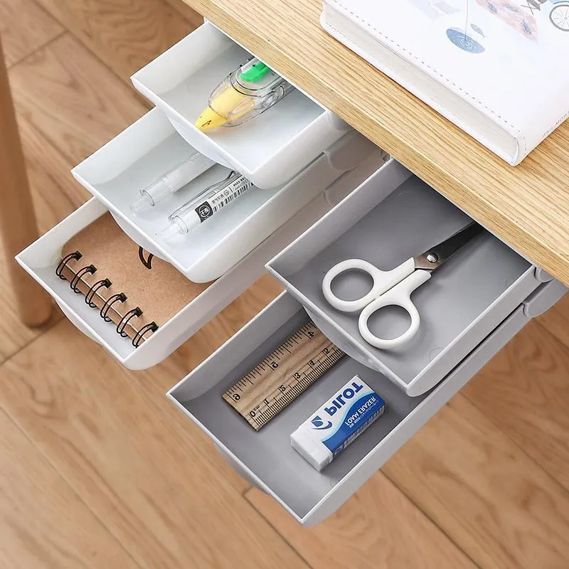 Stackable Hidden Office Drawer Organizer Under Desk Pen Holder for space saving