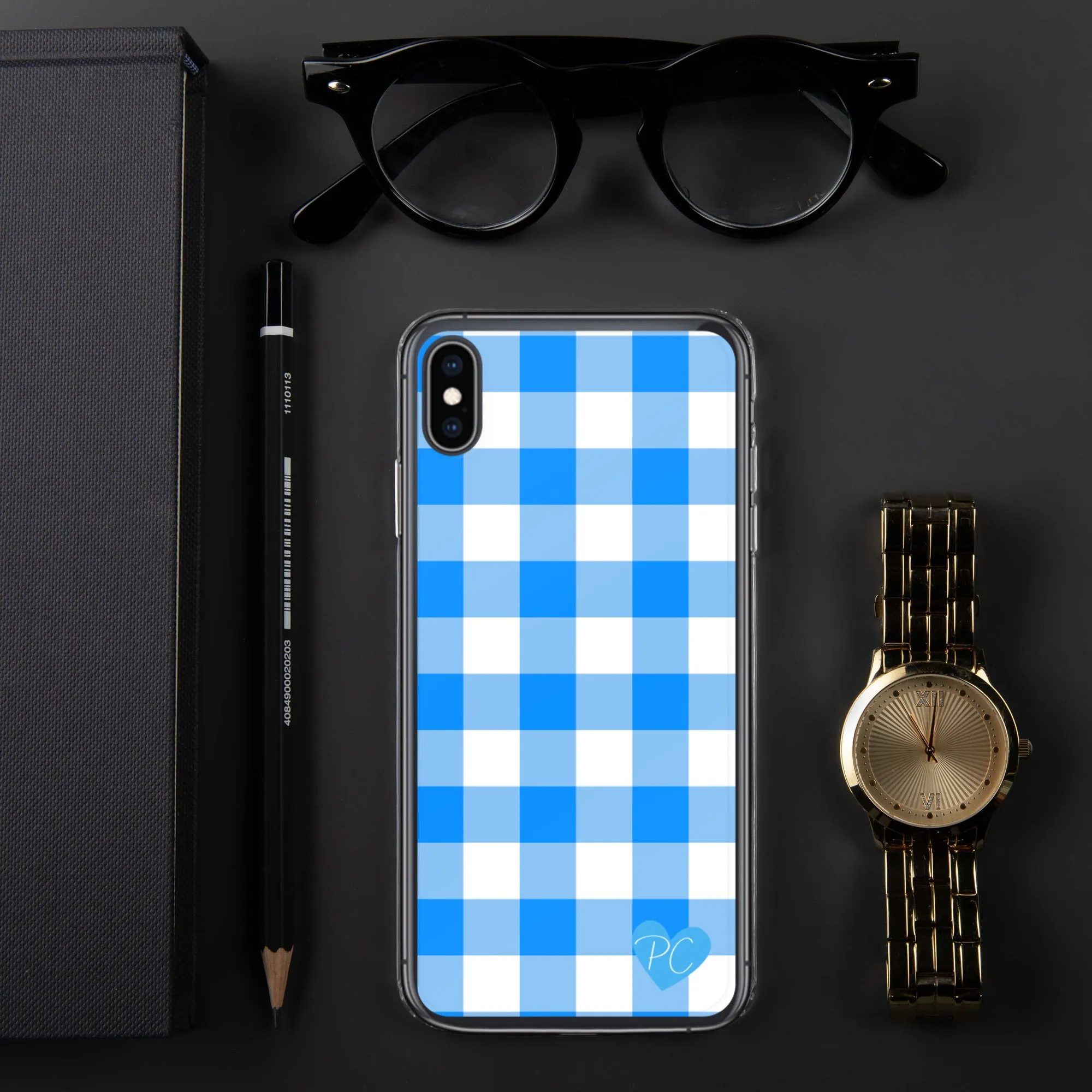 Sunday Afternoon Vintage Blue Gingham Print  iPhone Case | Pinup Couture