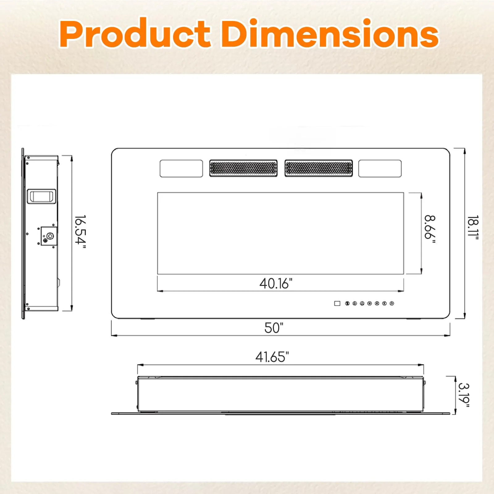 Tangkula Electric Fireplace Inserts, with Remote Control, Touch Screen and WiFi App, 72"/ 60"/50"/42"