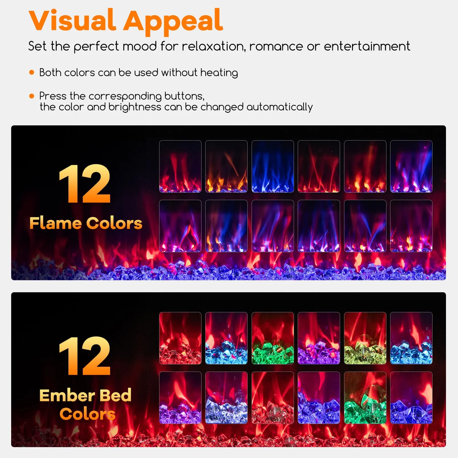 Tangkula Electric Fireplace Inserts, with Remote Control, Touch Screen and WiFi App, 72"/ 60"/50"/42"