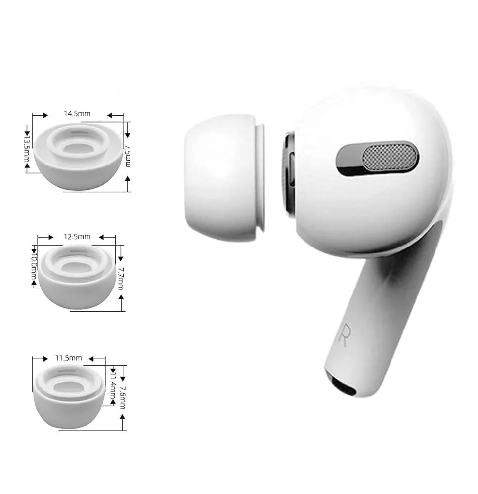 Tech-Protect Silikone EarBuds Til AirPods Pro (1 & 2 gen.) - 3 stk. Hvid