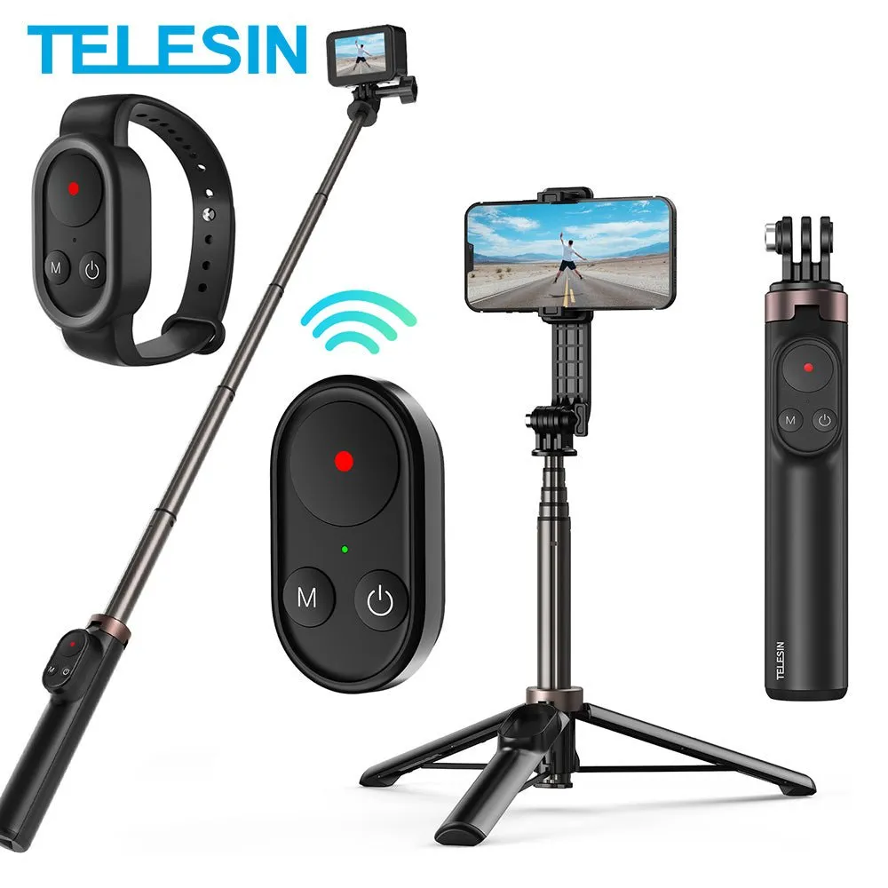 TELESIN 0.6m Vlog Selfie Stick Tripod with Remote for GoPro/ Phone