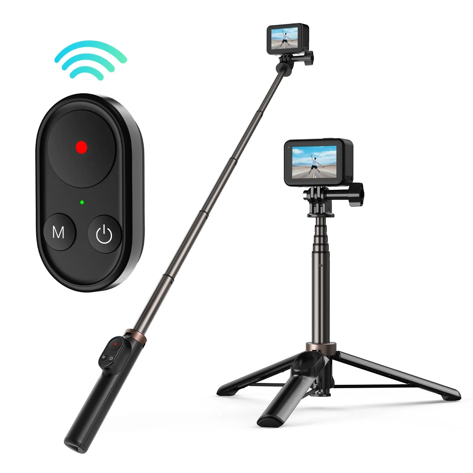 TELESIN 0.6m Vlog Selfie Stick Tripod with Remote for GoPro/ Phone